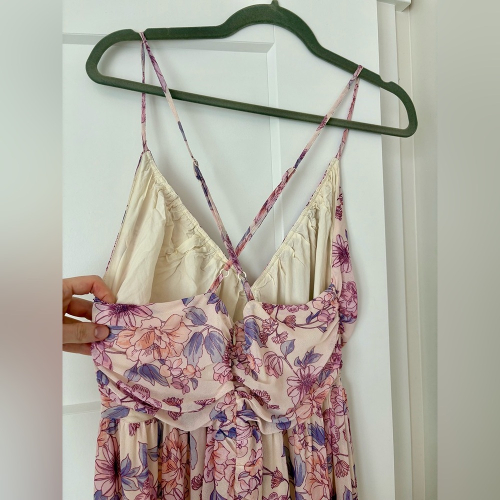 Pink Floral Mesh Maternity Maxi Dress - Picture 6 of 7